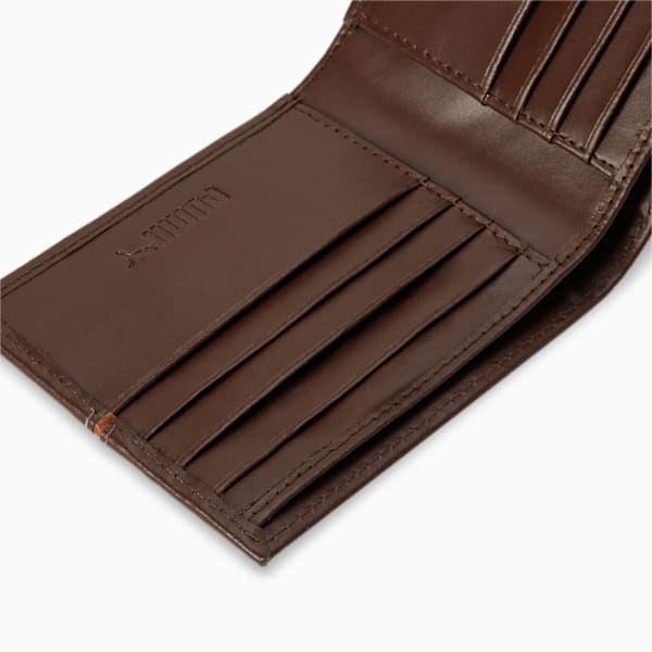 Leather Stripe Bi-Fold Wallet, Chocolate, extralarge-IND