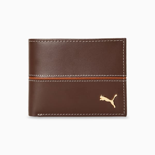 Leather Stripe Bi-Fold Wallet, Chocolate, extralarge-IND