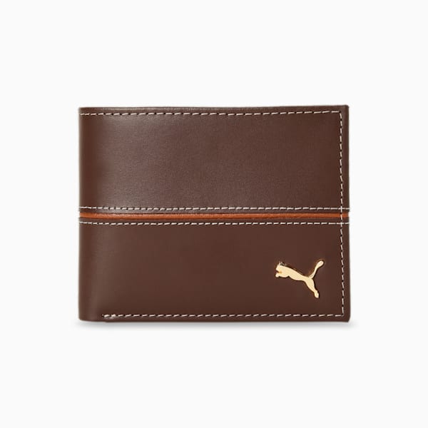 PUMA Leather Stripe Unisex Bi-Fold Wallet, Chocolate, extralarge-IND