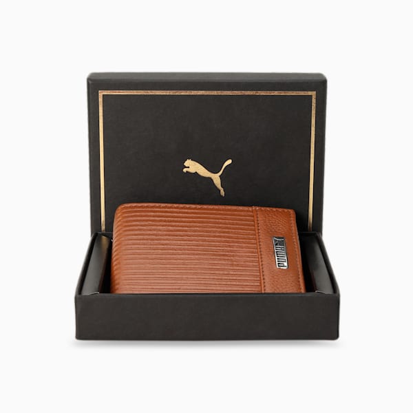 Leather Embossed Bi-Fold Wallet, Tan, extralarge-IND