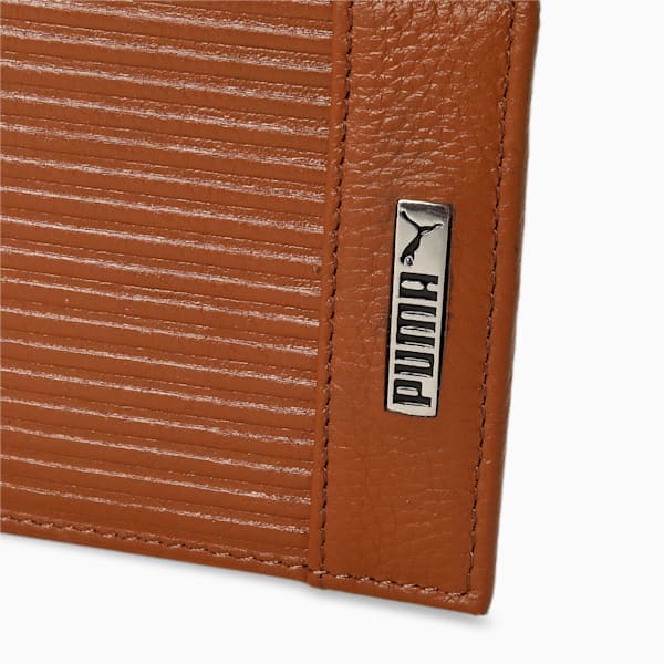 Leather Embossed Bi-Fold Wallet, Tan, extralarge-IND