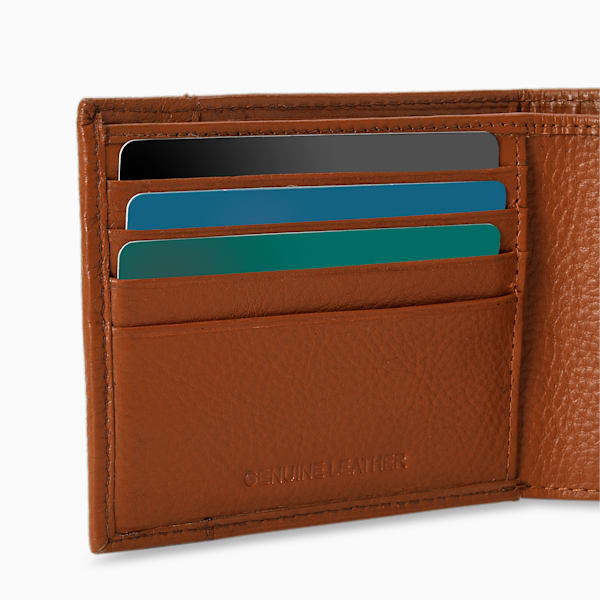 Leather Embossed Bi-Fold Wallet, Tan, extralarge-IND