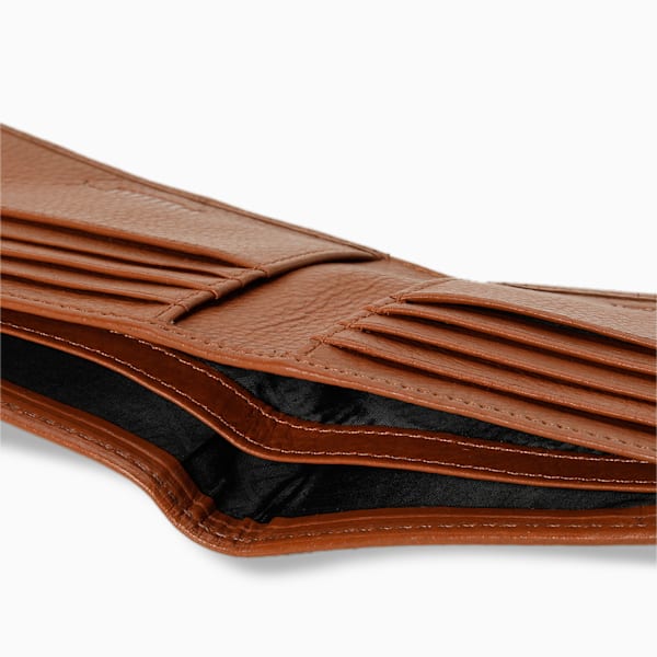 Leather Embossed Bi-Fold Wallet, Tan, extralarge-IND