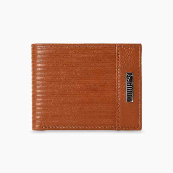Leather Embossed Bi-Fold Wallet, Tan, extralarge-IND
