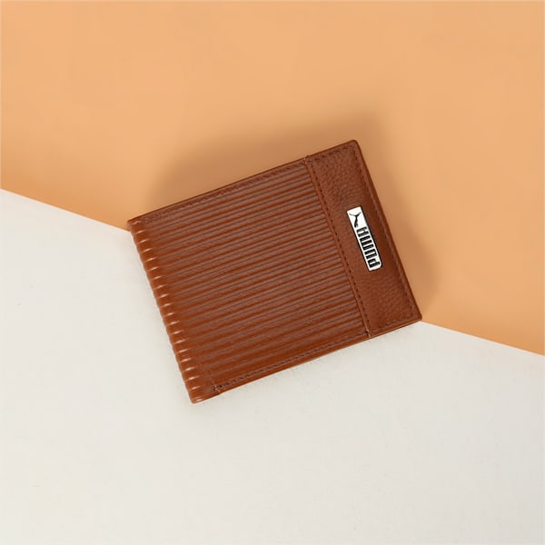 Leather Embossed Bi-Fold Wallet, Tan, extralarge-IND