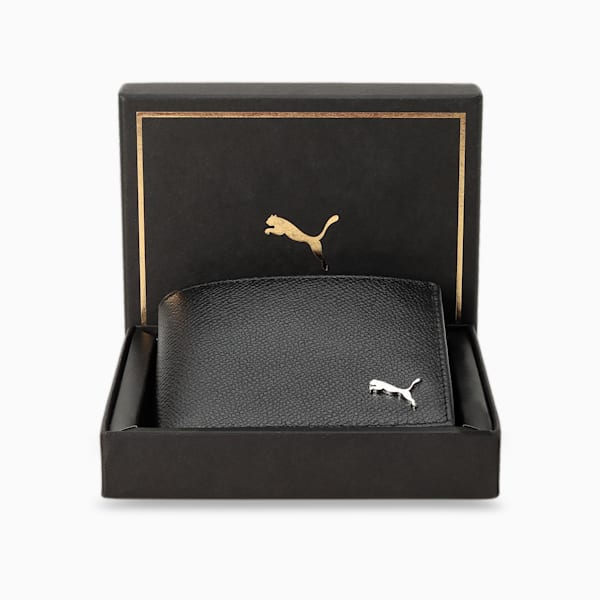 Leather Plain Bi-Fold Wallet, PUMA Black, extralarge-IND