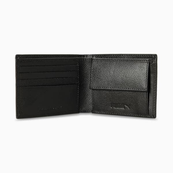 Leather Plain Bi-Fold Wallet, PUMA Black, extralarge-IND