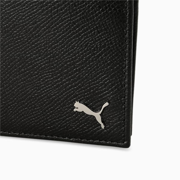 PUMA Leather Plain Unisex Bi-Fold Wallet, PUMA Black, extralarge-IND