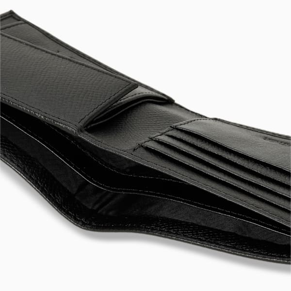 Leather Plain Bi-Fold Wallet, PUMA Black, extralarge-IND
