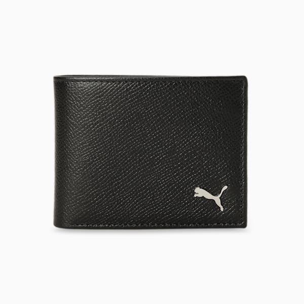 Leather Plain Bi-Fold Wallet, PUMA Black, extralarge-IND
