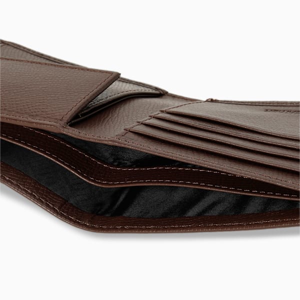 PUMA Leather Plain Unisex Bi-Fold Wallet, Brown Mushroom, extralarge-IND