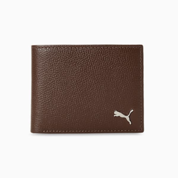 PUMA Leather Plain Unisex Bi-Fold Wallet, Brown Mushroom, extralarge-IND