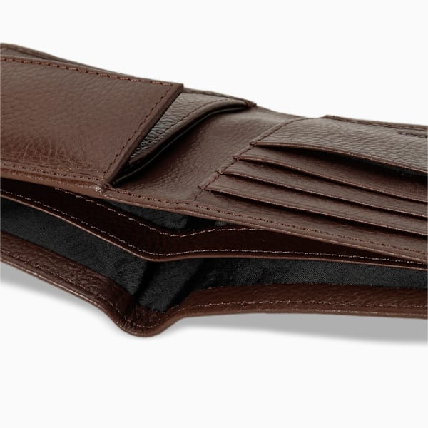 PUMA Leather Cruise V2 Unisex Bi-Fold Wallet, Espresso Brown, extralarge-IND