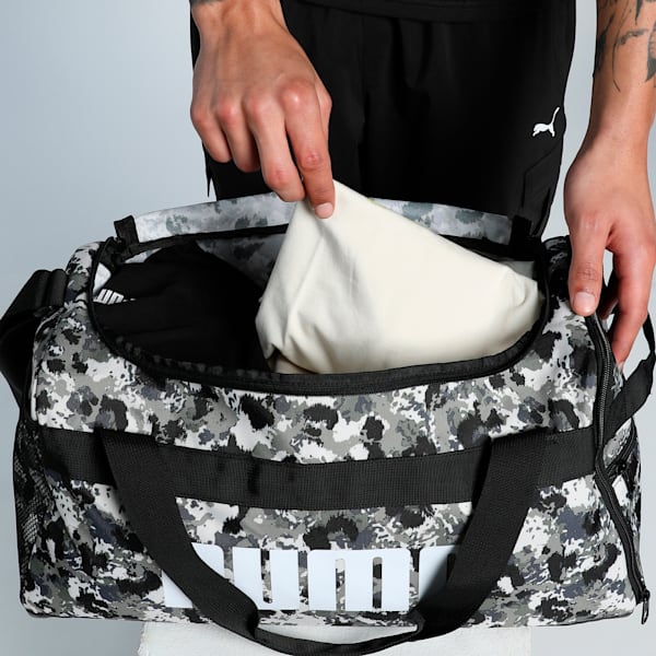 Challenger All-Over Print Small Sports Bag, PUMA Black-Camouflage AOP, extralarge-IND