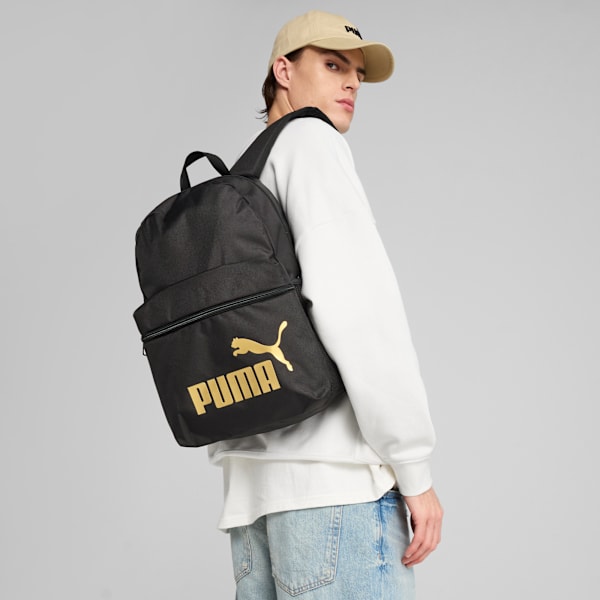 PUMA Phase Backpack, PUMA Black-Gold-No.1 Logo, extralarge-GBR