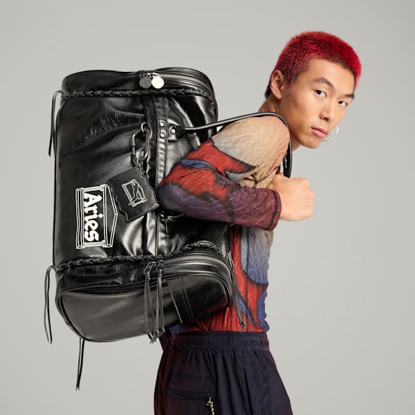 PUMA x ARIES 23.5L Duffel Bag, PUMA Black, extralarge
