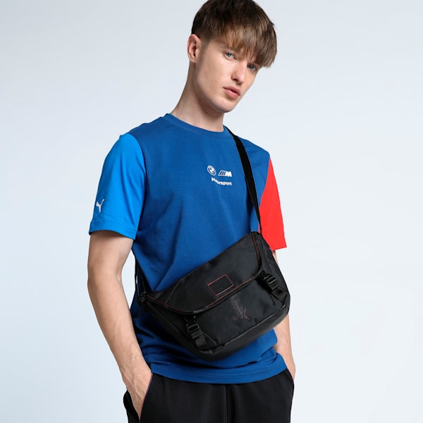 BMW M Motorsport Lifestyle Small Messenger Bag, PUMA Black-AOP, extralarge-IND