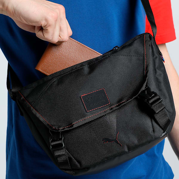 BMW M Motorsport Lifestyle Small Messenger Bag, PUMA Black-AOP, extralarge-IND