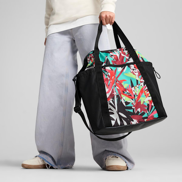 ウィメンズ AT ESS トロピカル トート バッグ 24L, PUMA Black-Wander Rush, extralarge-JPN