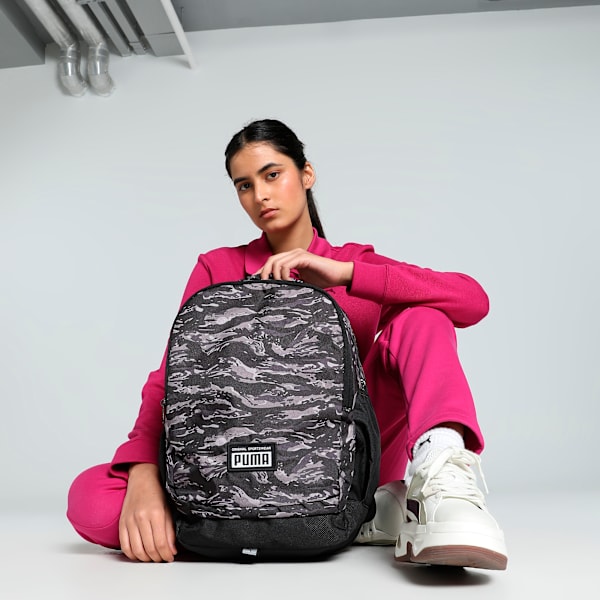 PUMA Academy Spacious Everyday Backpack 25L, PUMA Black-Camo AOP, extralarge-IND