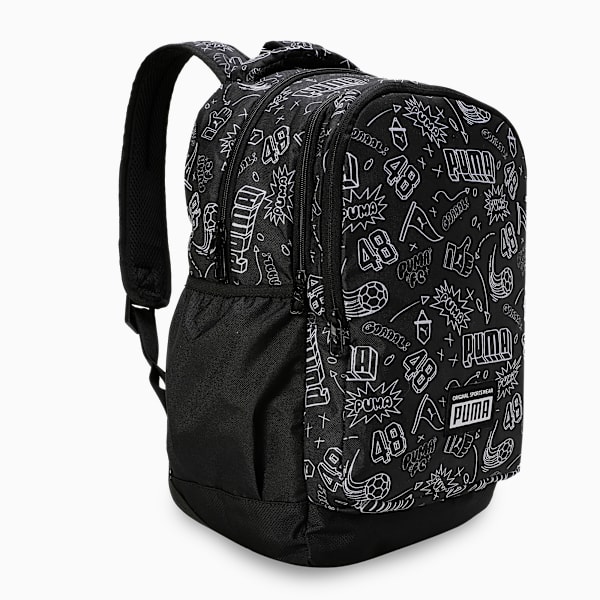 PUMA Academy Spacious Everyday Backpack 25L, PUMA Black-B&W Graphic AOP, extralarge-IND