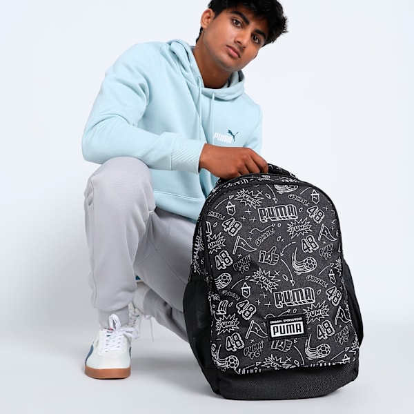 PUMA Academy Spacious Everyday Backpack 25L, PUMA Black-B&W Graphic AOP, extralarge-IND