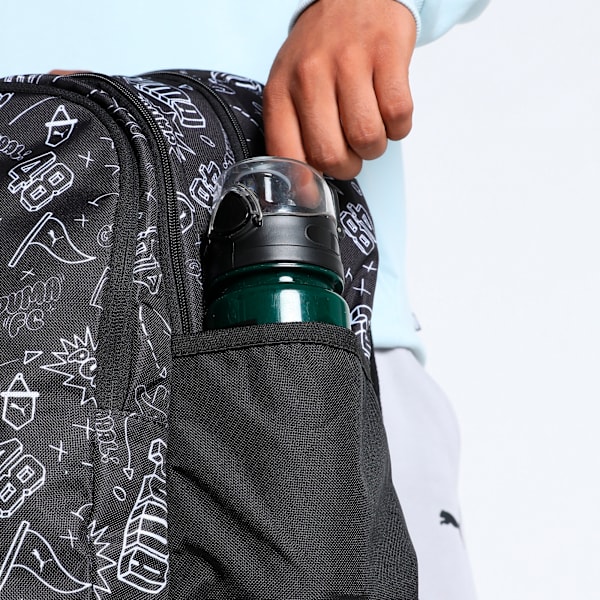 PUMA Academy Spacious Everyday Backpack 25L, PUMA Black-B&W Graphic AOP, extralarge-IND
