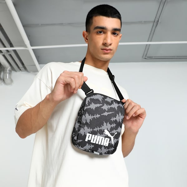 PUMA Phase Printed Unisex Portable Bag, PUMA Black-Concrete Gray AOP, extralarge-IND
