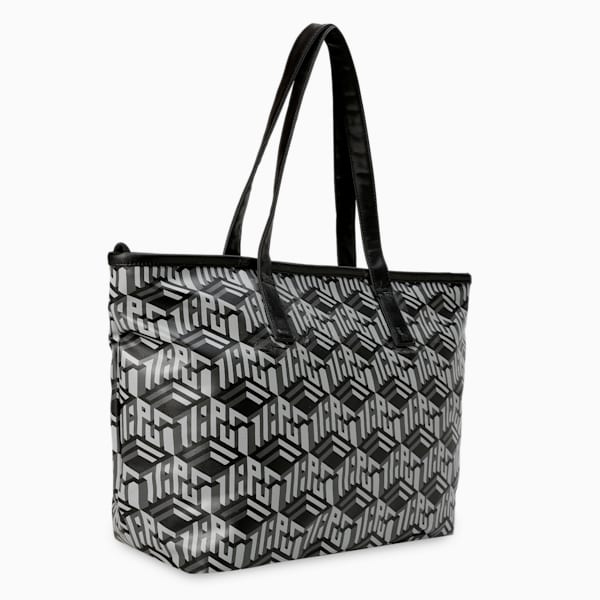 Monogram Women's Shopper Bag, PUMA Black-AOP, extralarge-IND