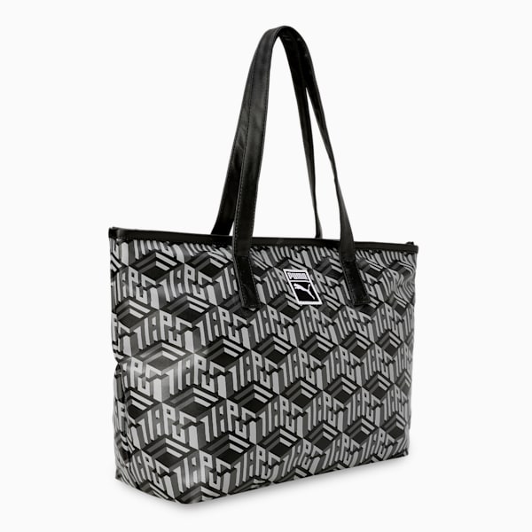 Monogram Women's Shopper Bag, PUMA Black-AOP, extralarge-IND