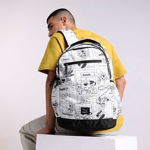 SUPER PUMA Unisex Backpack, PUMA Black-PUMA White-AOP, extralarge-IND