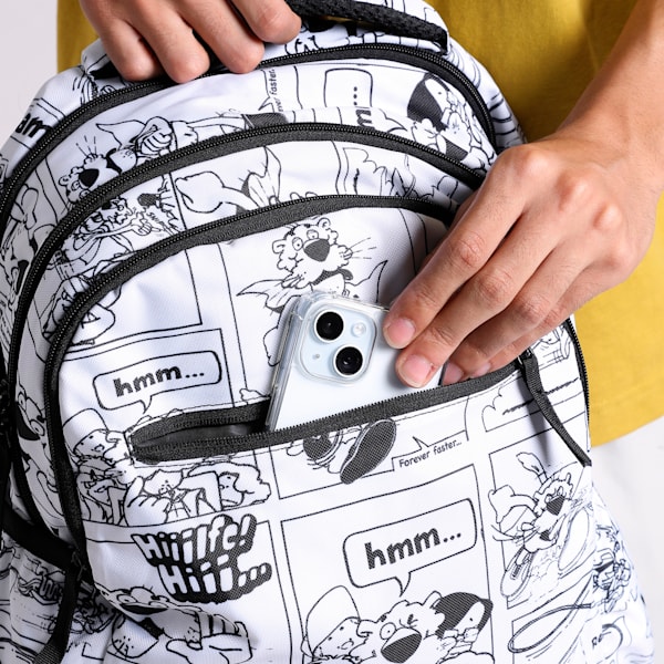 SUPER PUMA Unisex Backpack, PUMA Black-PUMA White-AOP, extralarge-IND