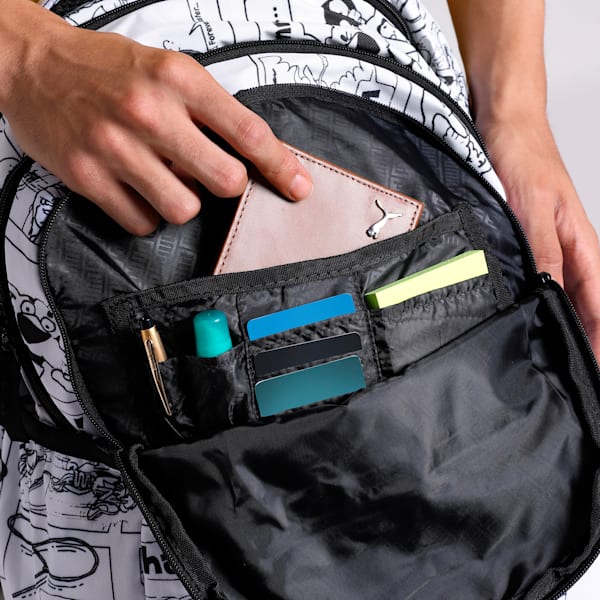 SUPER PUMA Unisex Backpack, PUMA Black-PUMA White-AOP, extralarge-IND