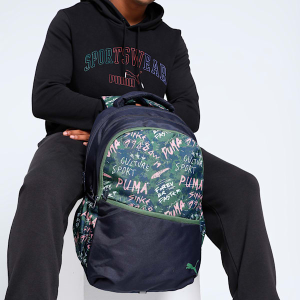 Punch Backpack, PUMA Black-Pitch Green-AOP, extralarge-IND