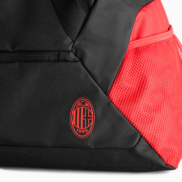 Black PUMA rucksack featuring red accents, mesh pocket and the ACM logo.