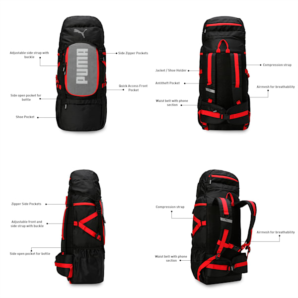 PUMA Trailtrekker Unisex Rucksack, PUMA Black-For All Time Red, extralarge-IND