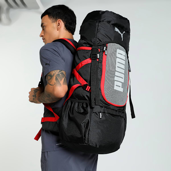PUMA Trailtrekker Multi-Compartment Rucksack 54.5L, PUMA Black-For All Time Red, extralarge-IND