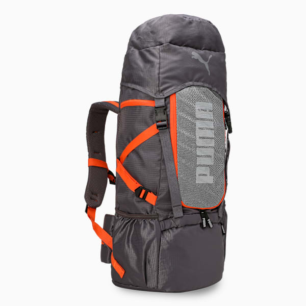 PUMA Trailtrekker Multi-Compartment Rucksack 54.5L, Flat Mid Gray-Rickie Orange, extralarge-IND