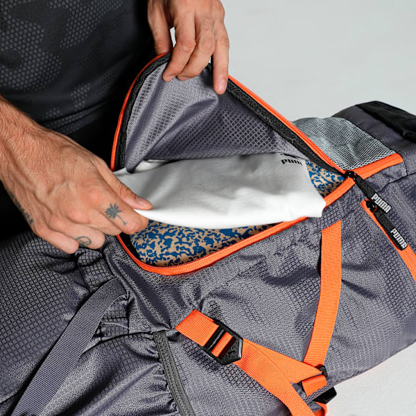 PUMA Trailtrekker Multi-Compartment Rucksack 54.5L, Flat Mid Gray-Rickie Orange, extralarge-IND
