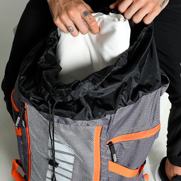 PUMA Trailtrekker Multi-Compartment Rucksack 54.5L, Flat Mid Gray-Rickie Orange, extralarge-IND