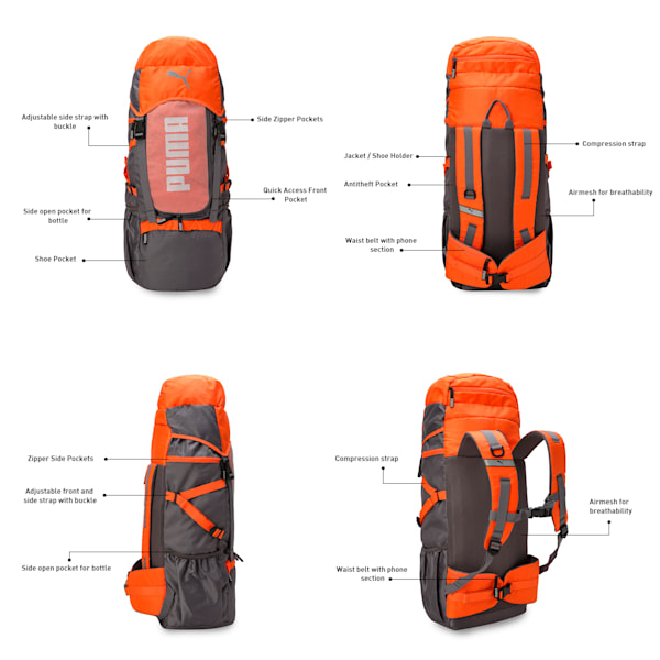 Trailtrekker Rucksack, Flat Mid Gray-Rickie Orange-colorblock, extralarge-IND