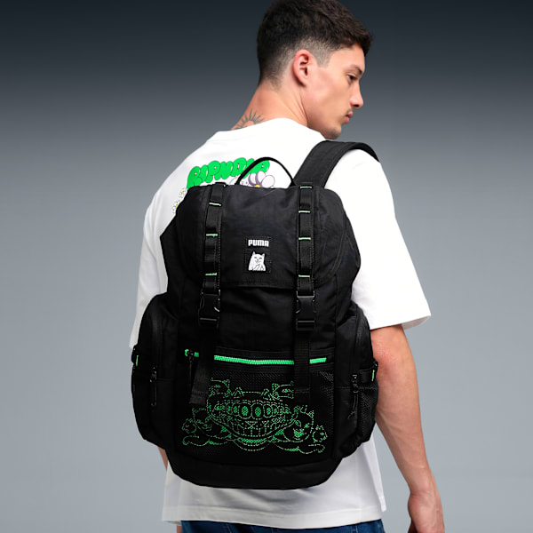 PUMA x RIPNDIP Men's Graphic Hooded Backpack, PUMA Black, extralarge-IND