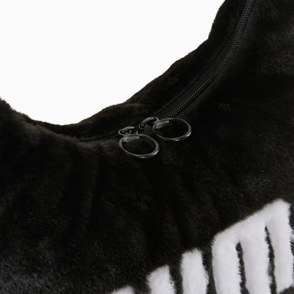 UP Faux Fur Slouchy Hobo Bag Youth, PUMA Black, extralarge