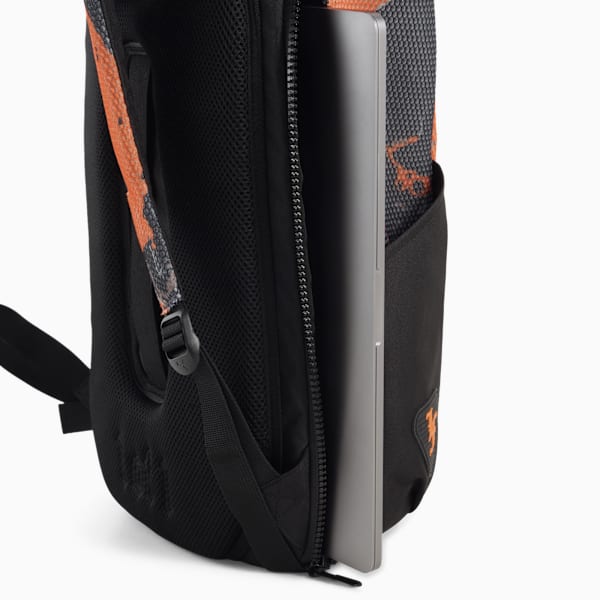 LAFRANCÉ Sleek 30L Backpack, Flat Dark Gray-Galactic Gray-Orange Glo-AOP, extralarge