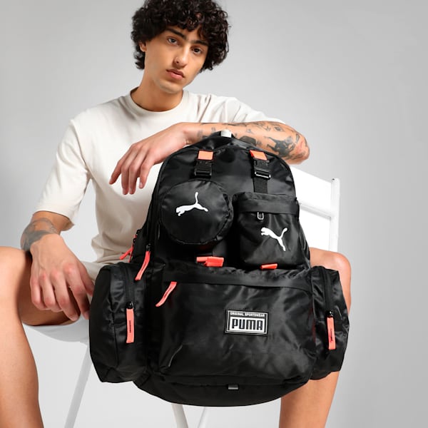 RS Convertible Backpack, PUMA Black-Glowing Red, extralarge-IND