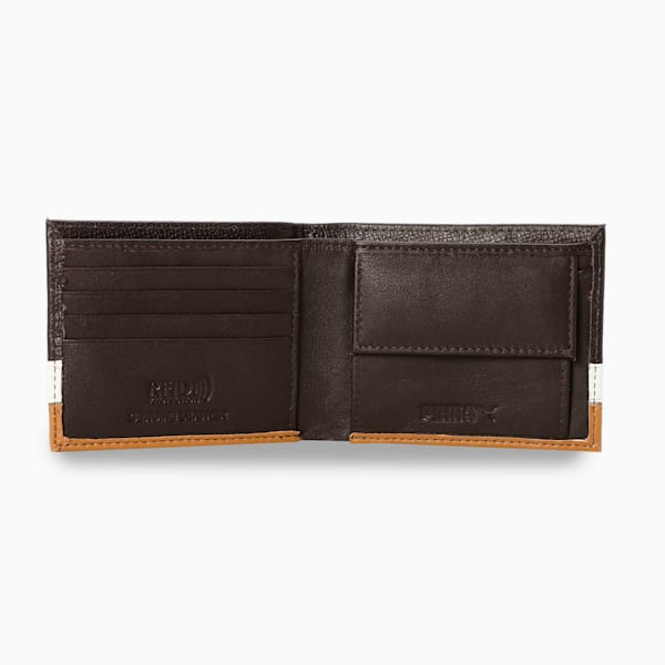 PUMA Monarch Leather Wallet, Chocolate-Cool Light Gray, extralarge-IND