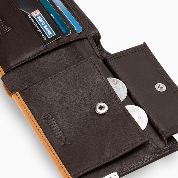 PUMA Monarch Leather Wallet, Chocolate-Cool Light Gray, extralarge-IND