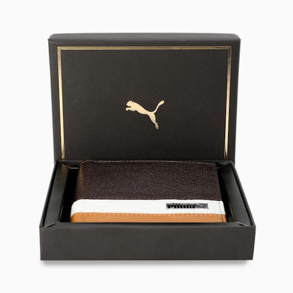 PUMA Monarch Leather Wallet, Chocolate-Cool Light Gray, extralarge-IND
