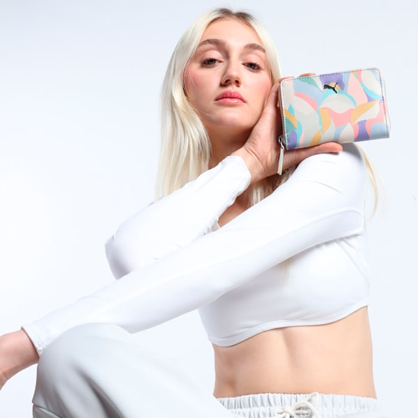 Women's Premium Floral Wallet, Warm White-Light Lavender, extralarge-IND