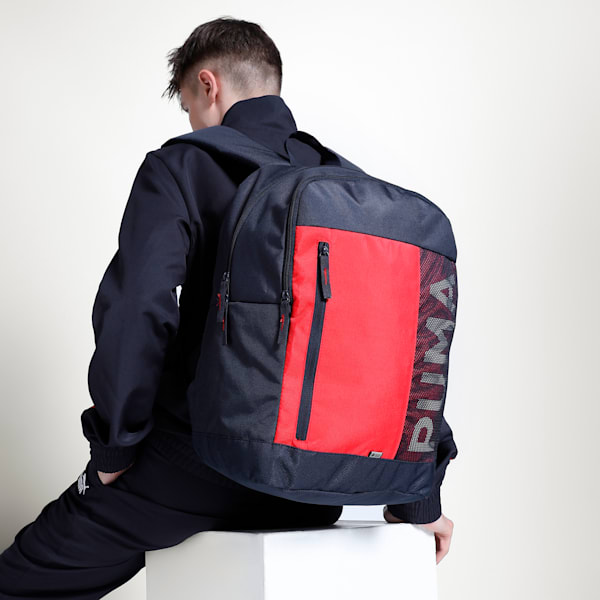 Colorblock Backpack, PUMA Navy-For All Time Red, extralarge-IND